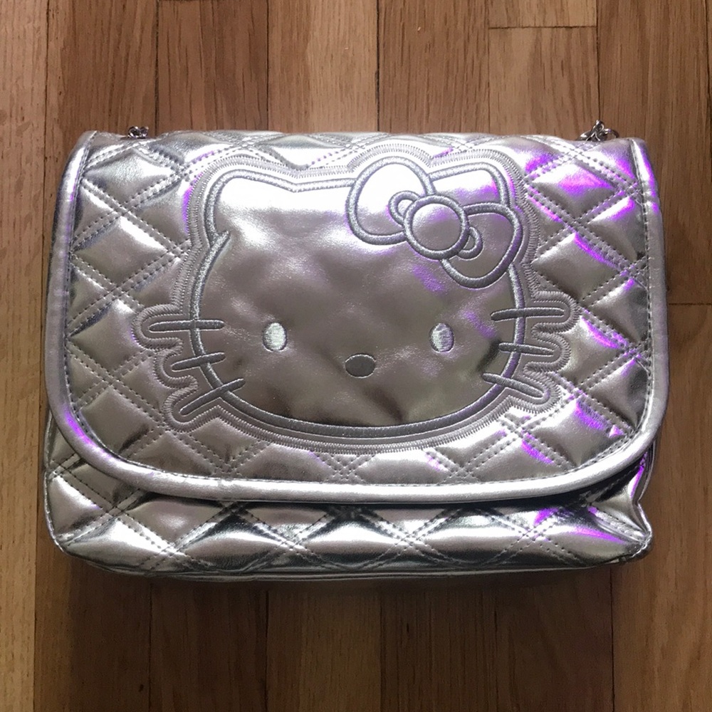 NEW Hello Kitty Silver Leather Bag